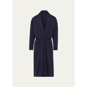 Hanro Men's Night and Day Knit Robe, Black Iris,‎ M